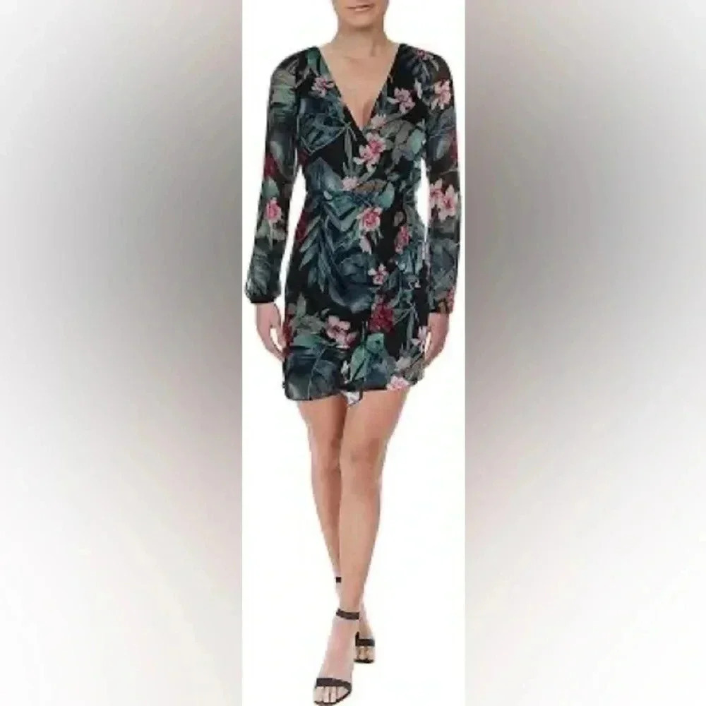 NWT Guess Rhodes Jungle Floral-Print Fit & Flare Dress sz L 12-14 - Picture 9 of 9